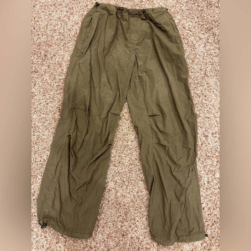 PULL & BEAR dark green parachute pants